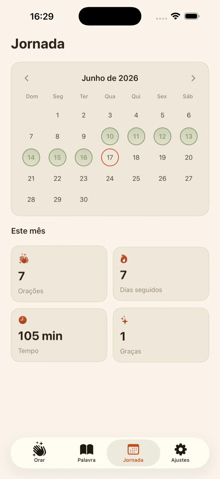 Journey screen: prayer streak with rest days preserved